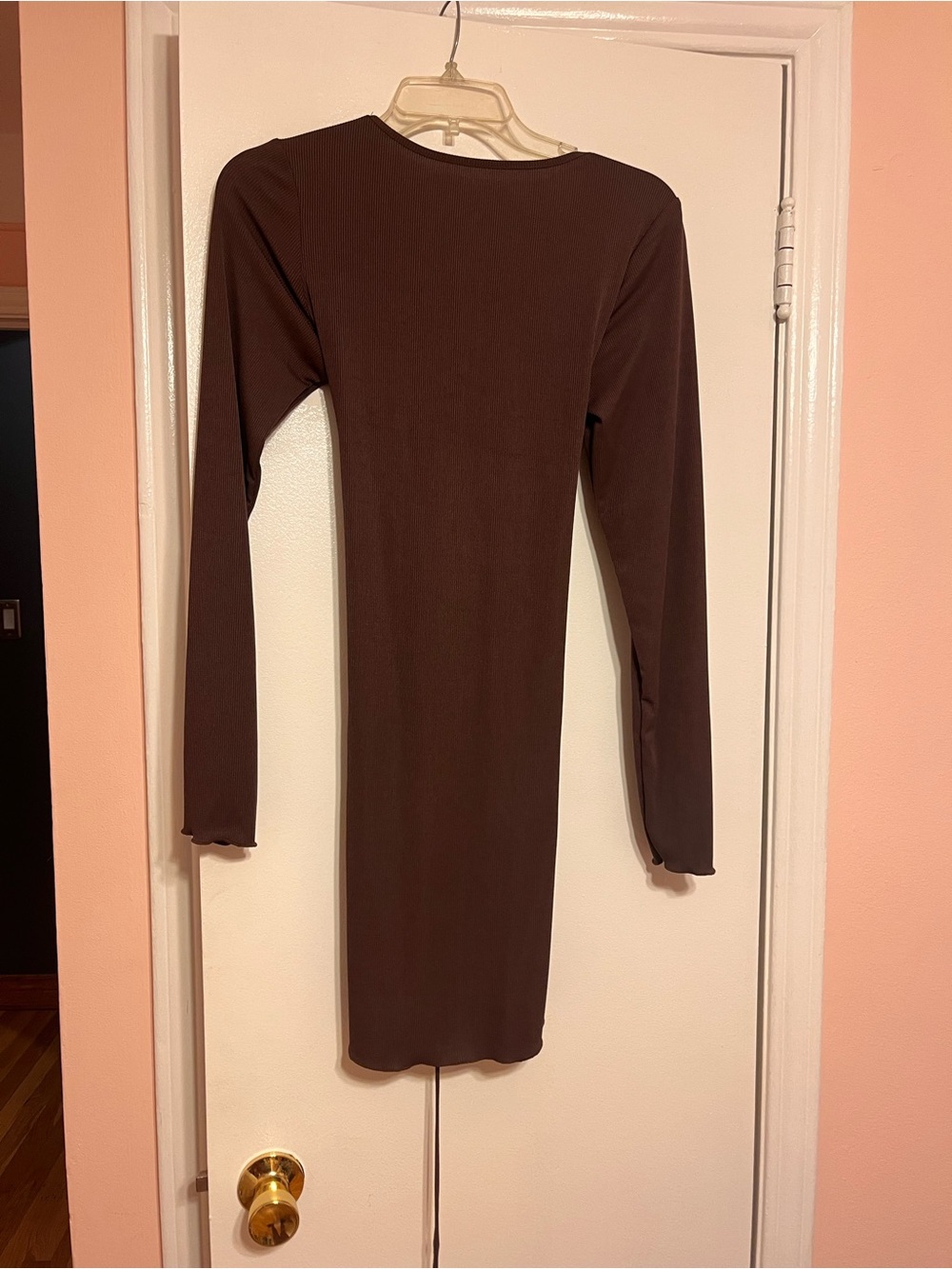 Long Sleeve Chocolate Brown Bodycon Dress - Women